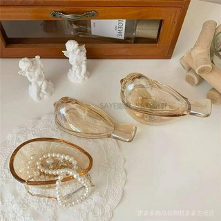 【臺灣正品發貨 飾品必備收納 低價預售啦】韓國ins風琥珀色小鳥玻璃耳環戒指首飾收納罐子擺件房間裝飾盒子