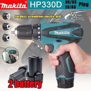 【現貨】makita電鑽 無繩電動電鑽衝擊鑽 可鑽牆電鑽可鑽水泥電鑽 電動工具 高品質HP330D（2電池1充電器）