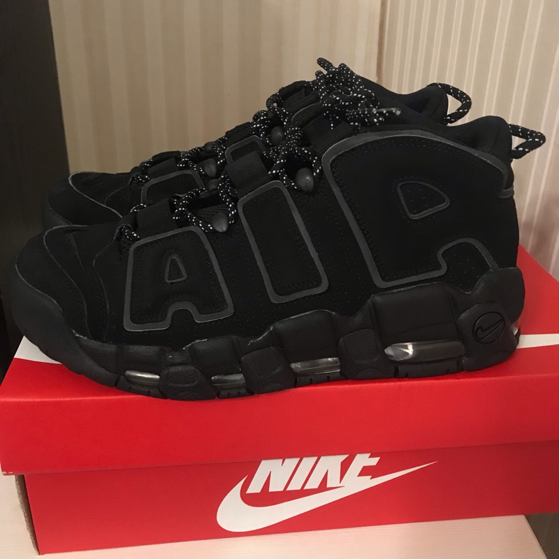 Nike air more uptempo 大air全黑 反光 us8.5（9成新）原價6千多賣2300 高雄可面交