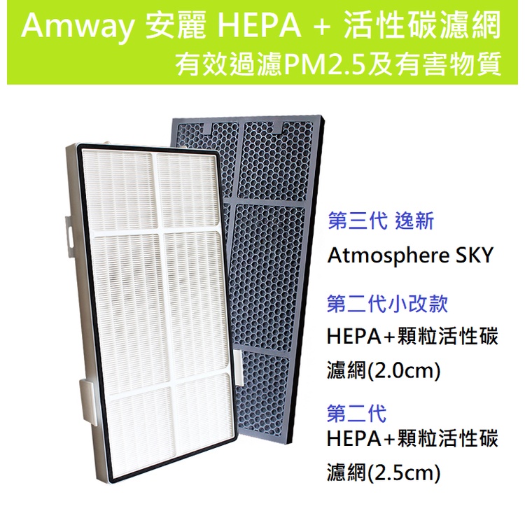 適用 Amway 安麗 逸新 3代/2代/2.5代 101076-T SKY 空氣清淨機 HEPA濾網+活性碳濾網