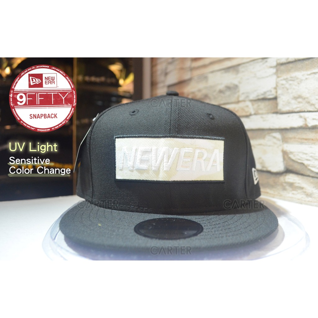 特價 New Era Branded UV Light Box Logo 太陽光變色特殊後扣黑色可調帽