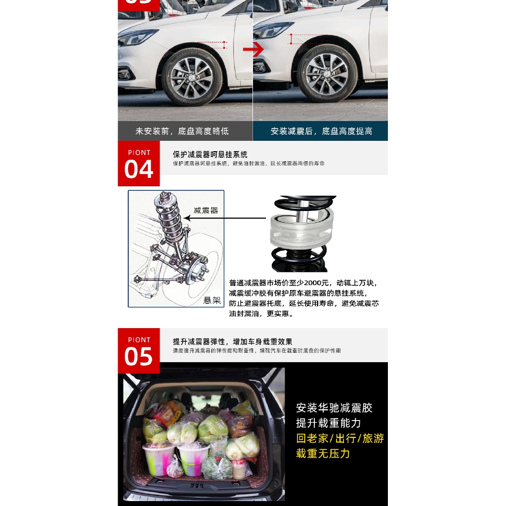 Nissan Honda避震器彈簧緩衝墊 避震緩衝墊一組2入可改善車身過彎側傾有效解決避震器太軟及改善車身高度