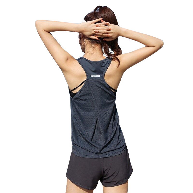 夏裝瑜伽運動上衣女休閒健身跑步無袖寬鬆速幹T恤女罩衫網布【Silly優品】