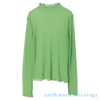 earth music&ecology 透明感格紋捲邊長袖上衣(1L23L1C0700)