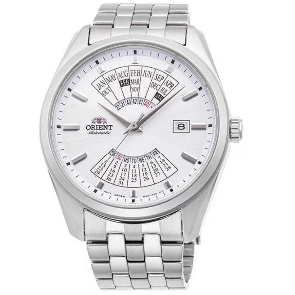 ORIENT 東方錶 男 現代系列 萬年曆機械鋼帶腕錶-白色(RA-BA0004S)/43.5mm