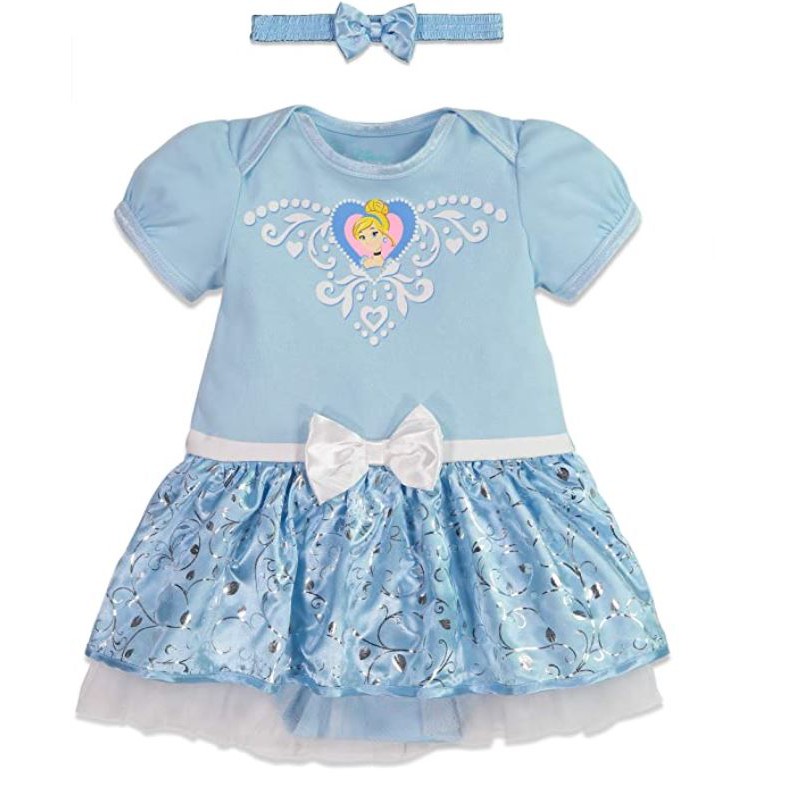 預購👍正版空運👍美國迪士尼 公主  灰姑娘 CINDERELLA 嬰兒 小洋裝 髮帶 組合 女童 包屁衣