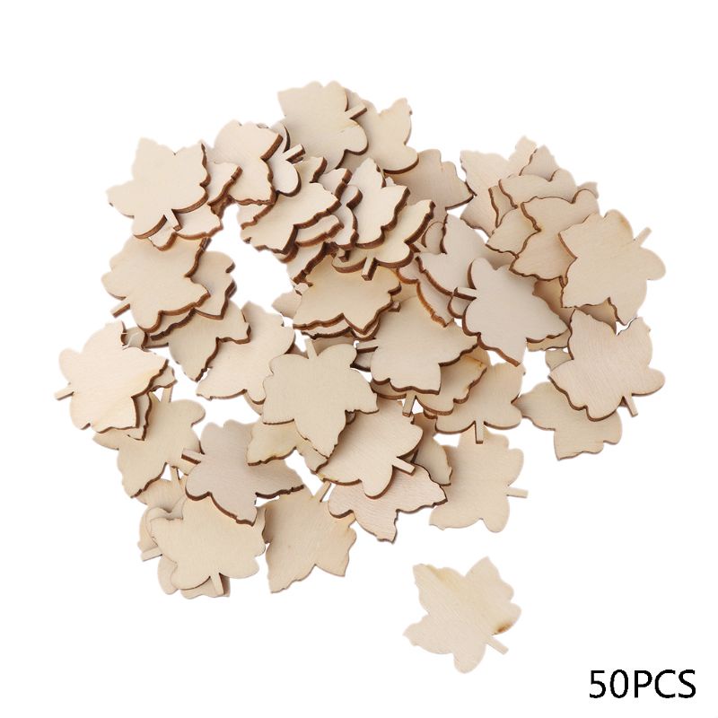 Blala 50 件木製楓葉空白木片鈕扣工藝剪貼簿裝飾 DIY 派對裝飾