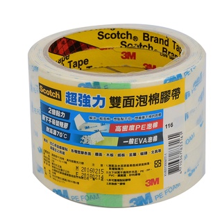 3M Scotch超強力雙面泡棉膠帶12mm-1Pack包 x 1【家樂福】