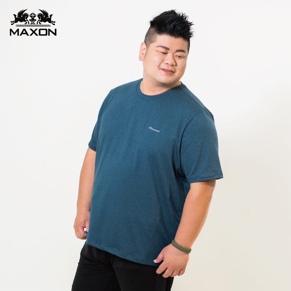 【MAXON大尺碼】台灣製靛藍重磅棉柔排汗彈性短袖T恤XL~4L 加大尺碼 免運 81892-45