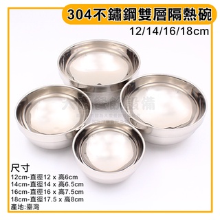 臺灣製 雙層 隔熱碗 (12~18CM) 304不鏽鋼 不鏽鋼碗 湯碗 飯碗 麵碗 (嚞)
