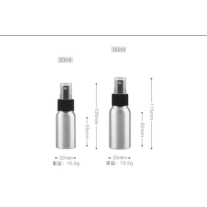 30ml-50ml-120ml-150ml 鋁瓶黑色噴霧頭-現貨供應