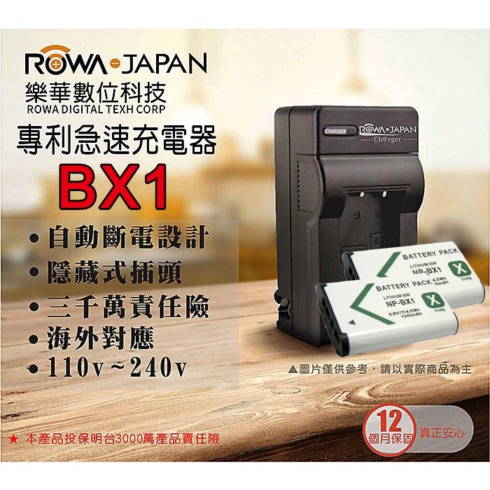 【3C王國】ROWA 樂華 FOR SONY NP-BX1 電池x2+壁充x1 RX100M5 WX300 HX50V