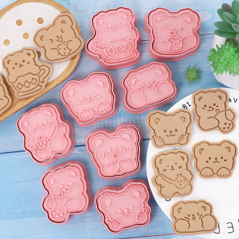 Be&gt; 8 件卡通動物熊形糕點小工具餅乾切割器餅乾模具