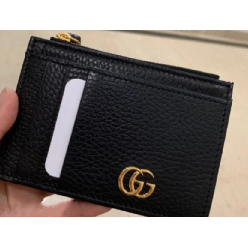 Anna二手gucci Gg Marmont Super 574804 黑色紅色皮革卡包卡夾名牌夾 蝦皮購物