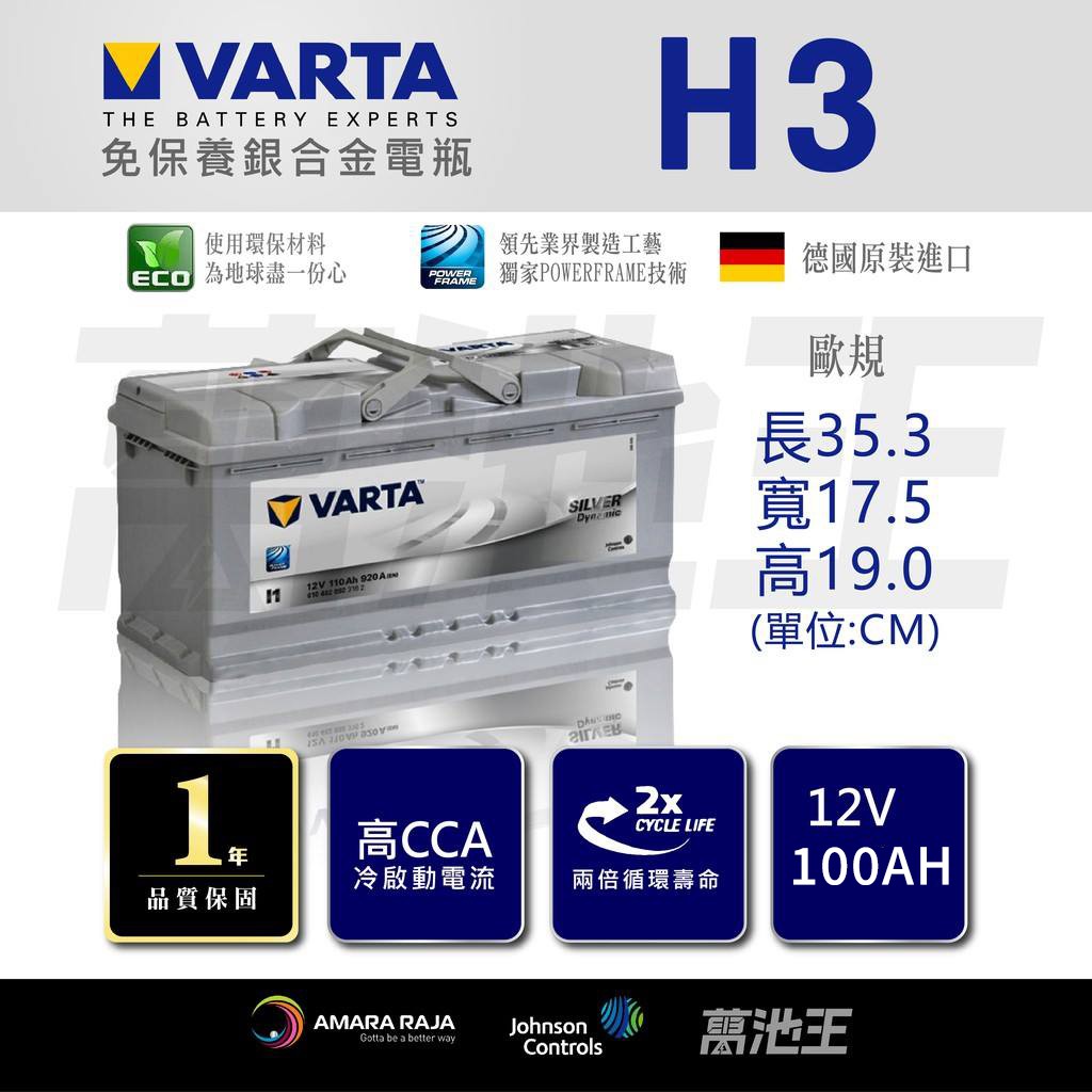 【VARTA H3】火速出貨⚡ 銀合金 H3 100Ah LN5 BENZ BMW AUDI VW 適用 德國 原廠電瓶