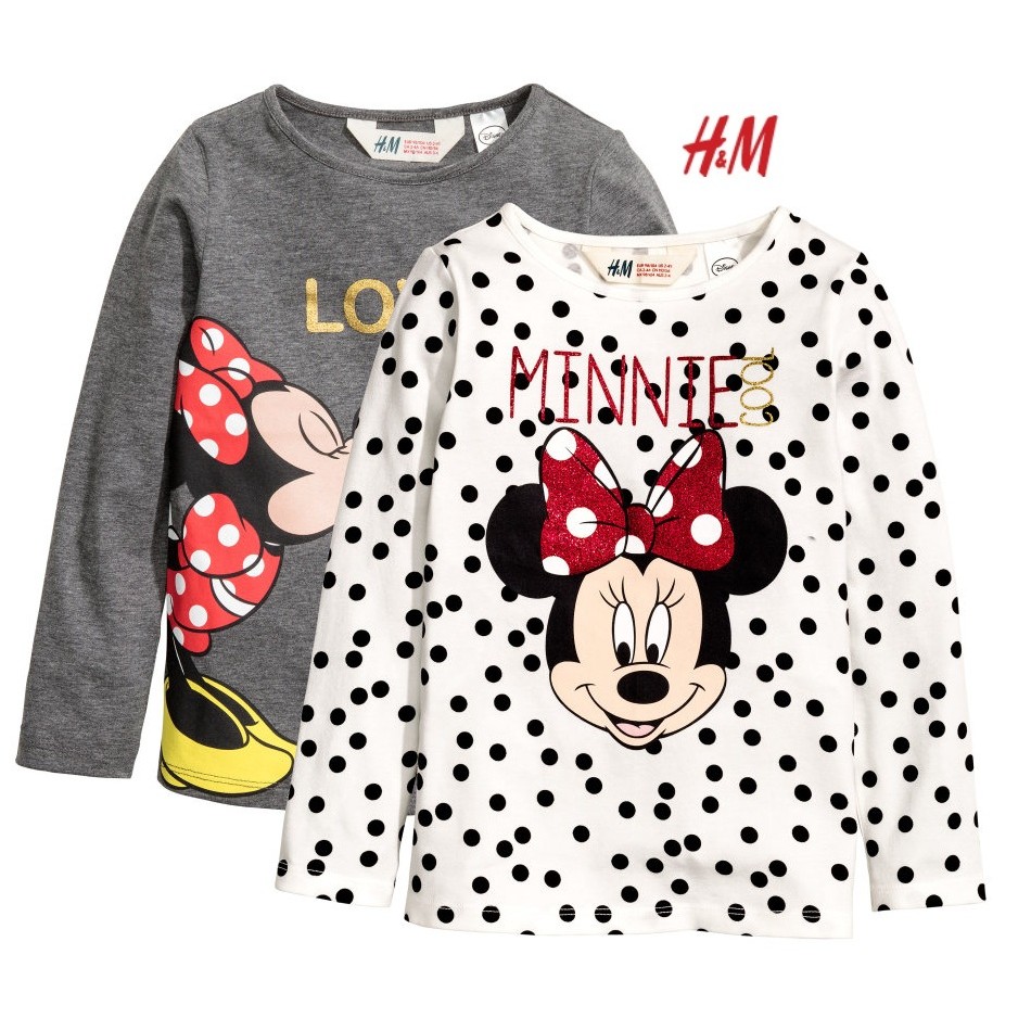 童心歐美童裝 瑞典h M Minnie Mouse 迪士尼米妮長袖上衣 T恤二件組 官網正品 蝦皮購物