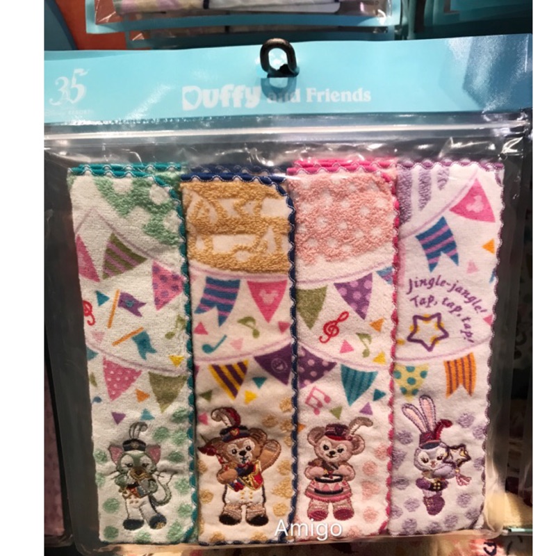 《朋友》東京迪士尼海洋樂園 35週年樂隊系列 達菲熊 達菲 雪莉玫 史黛拉兔 史黛拉 畫家貓 傑拉托尼 方巾手帕 毛巾