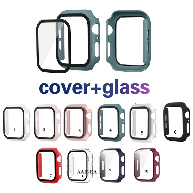 適用於 Apple Watch Series 9 8 7 41 毫米 45 毫米錶殼帶鋼化玻璃屏幕保護膜全面保護