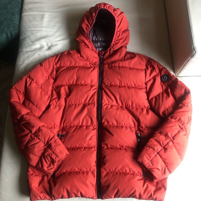 保證正品 Michael Kors MK 桔紅色 連帽羽絨外套 size XL 適合XXL