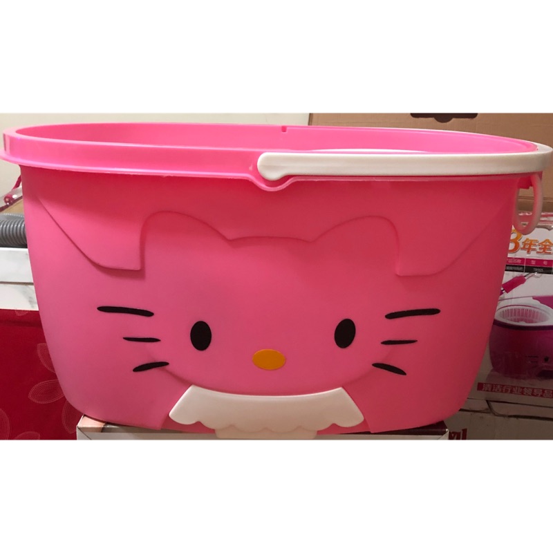 全新＃Hello Kitty 凱蒂貓不鏽鋼手把手壓式360度旋轉拖把組