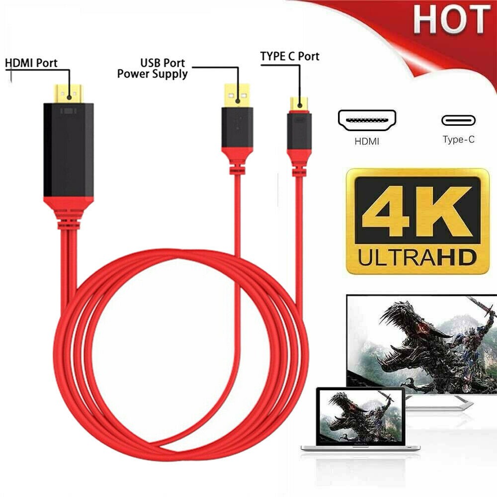 可同時充電 MHL Type C USB 3.1 to HDMI 4k2k Cable for S8 S9 S10 N8