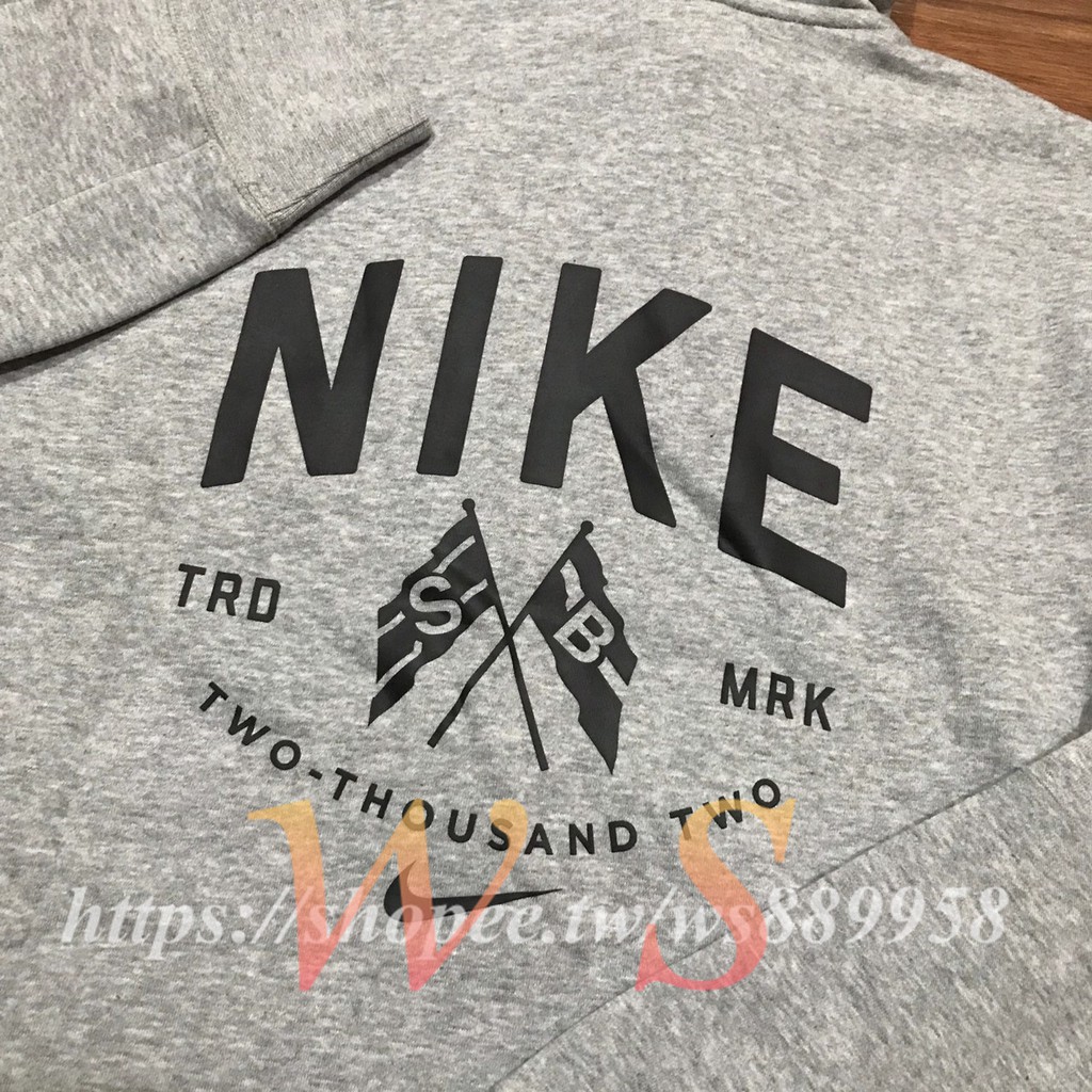 【WS】NIKE SB ICON HOODIE 男款 灰 刺繡 SB旗幟 滑板 帽T 連帽外套 CD1352-063