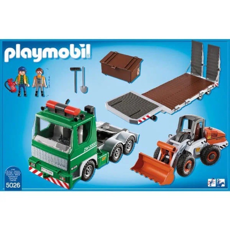 全新摩比人Playmobil CITY 5026 平板卡車與推土機| 蝦皮購物