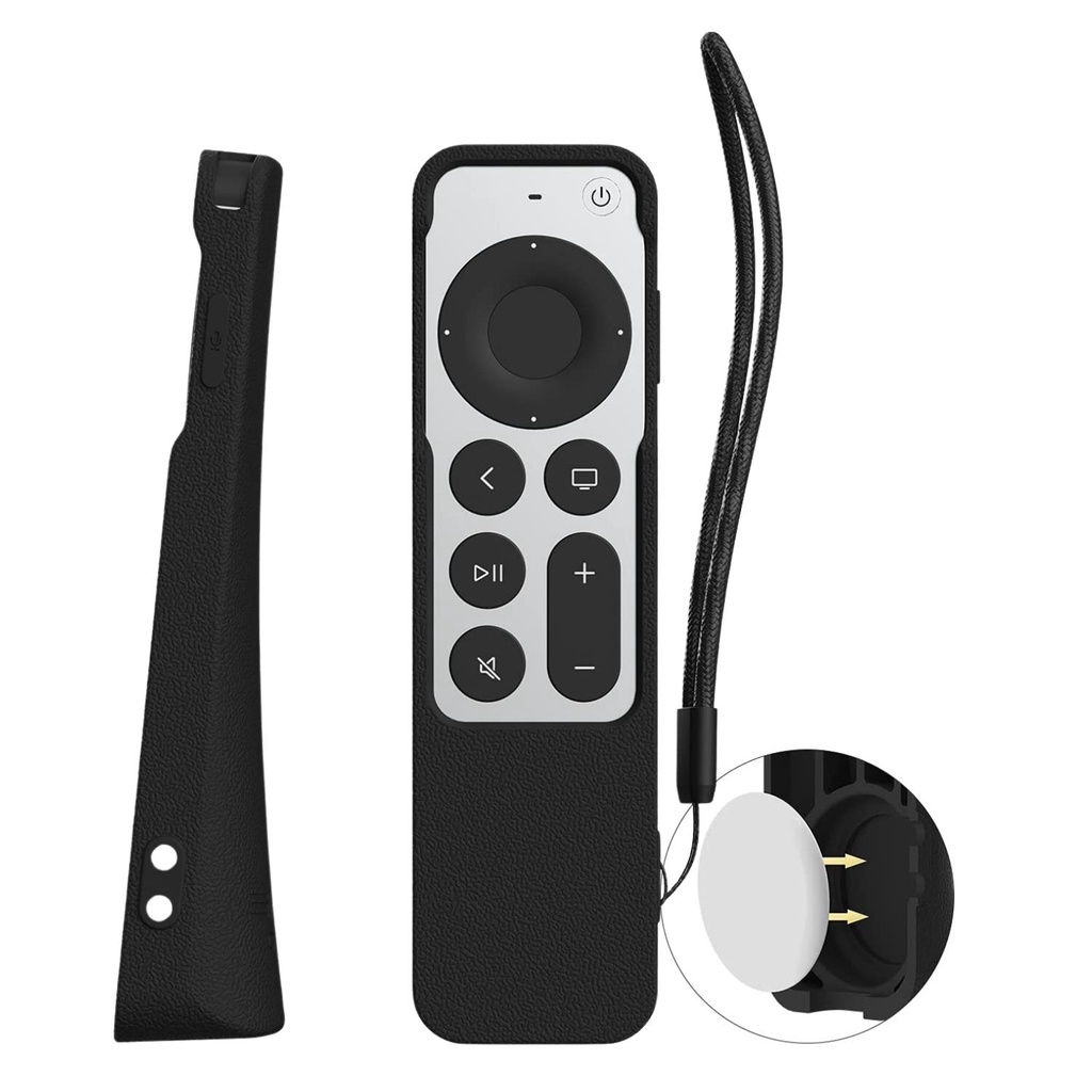 SIKAI Apple TV 4K 可裝AirTag防滑紋理遙控器保護套1入 適 Siri Remote 3/2 矽膠套