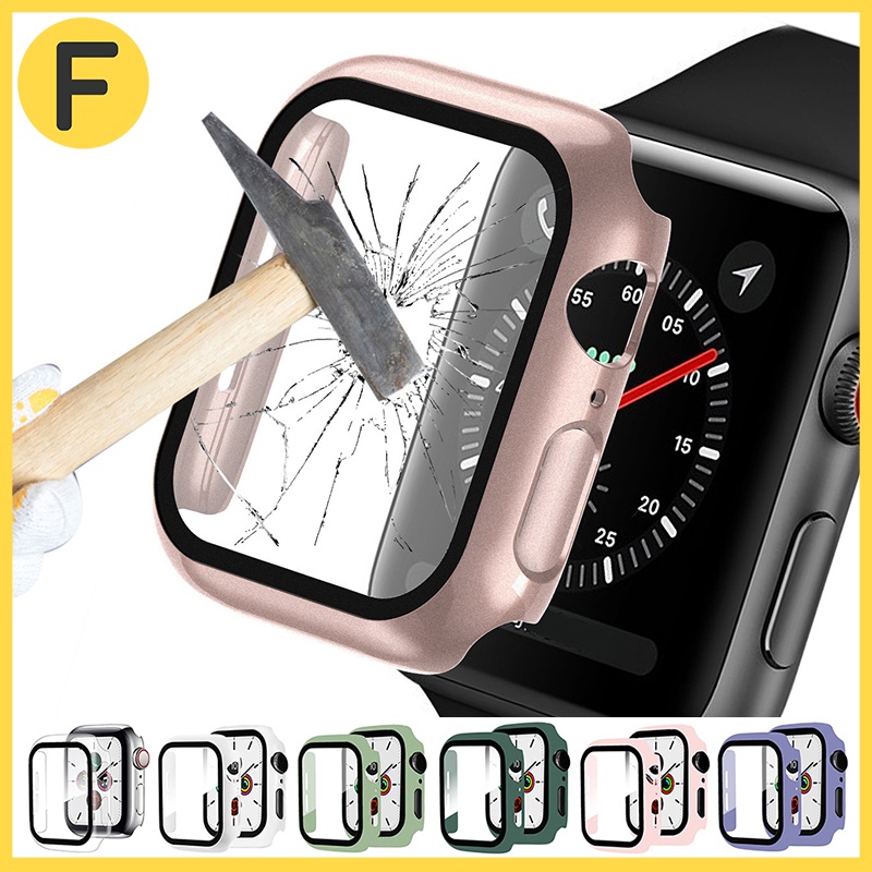 適用Apple Watch 7 鋼化膜一體保護殼 iwatch7 41mm 45mm PC保護殼 蘋果手錶殼 防摔防撞殼