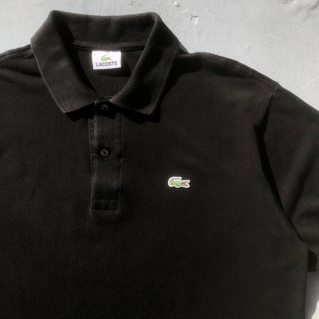 [Oldman Vintage]Lacoste 黑色 POLO衫 素色 古著 鱷魚 短袖 5號 L號 L02