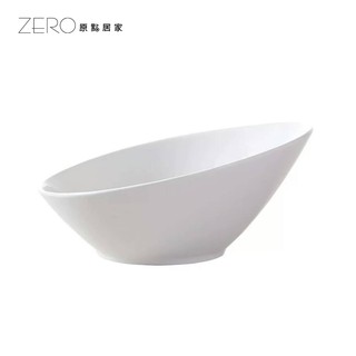 ZERO原點居家 純白餐具 創意斜口碗 歐式陶瓷餐具 料理碗 沙拉碗 水果優格