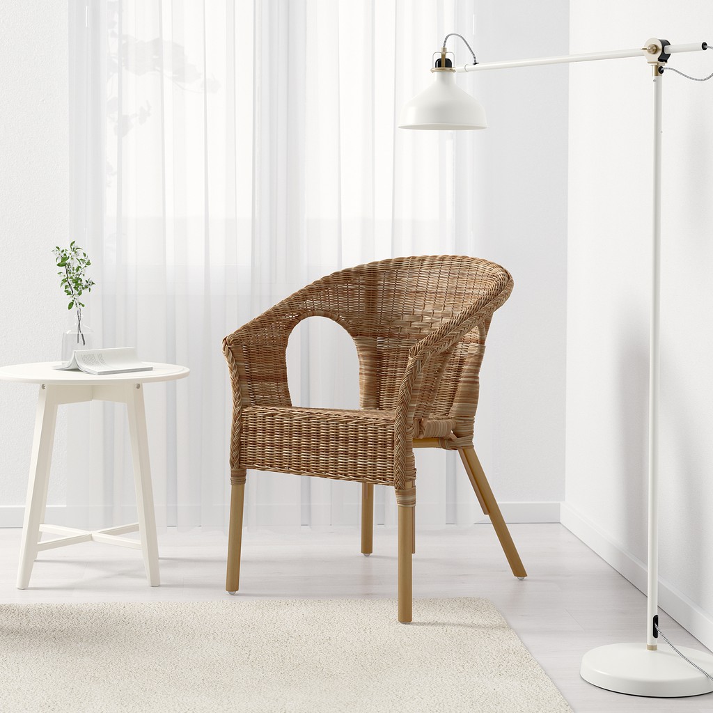 北歐工業LOFT風格經典IKEA宜家AGEN實木椅子籐製餐椅籐椅工作椅/竹/42x48x100/二手八成新/特$980