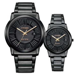 【CITIZEN星辰】AW1217-83E FE6017-85E 羅馬字 鋼錶帶 日期顯示 光動能對錶 黑 台南時代鐘錶