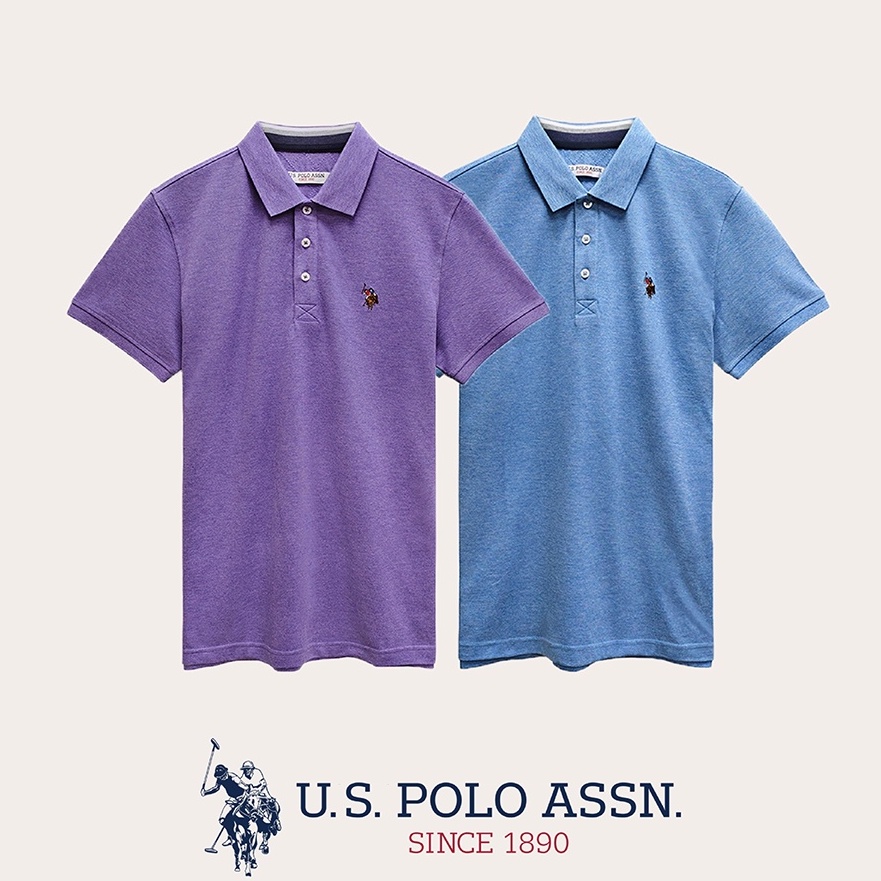 【U.S. POLO ASSN.】男款小彩馬短袖POLO衫-二色任選: 紫色, 淺藍色 US POLO