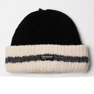 SNOWTRAVEL雪之旅 STAR018d-BLK [ 3M防風透氣保暖羊毛帽(條紋摺邊) ] 黑色