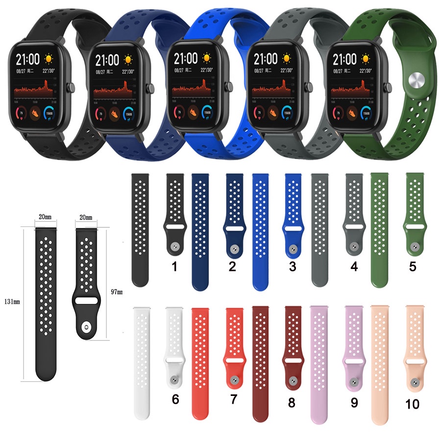 適用於 華米 Amazfit GTS 4 /3 /2 2e GTS2 mini 透氣柔軟矽膠錶帶