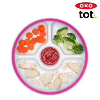 美國OXO tot 分格餐盤 學習盤 莓果粉