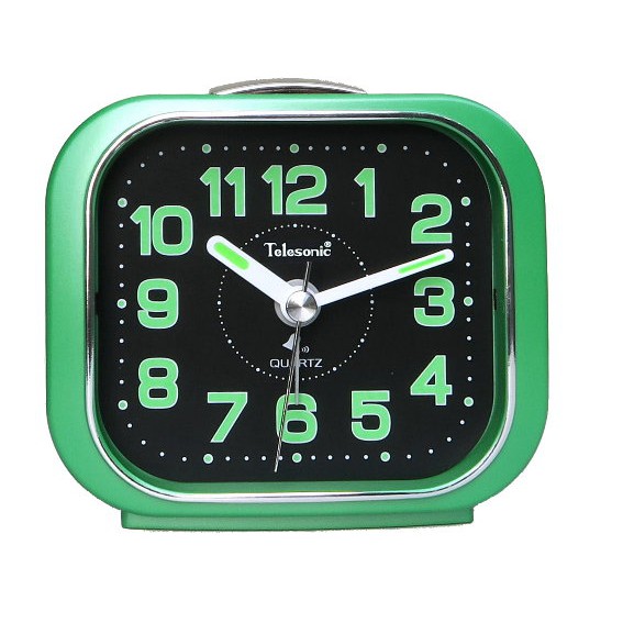 Telesonic/天王星鐘錶 簡單設計鬧鐘綠色