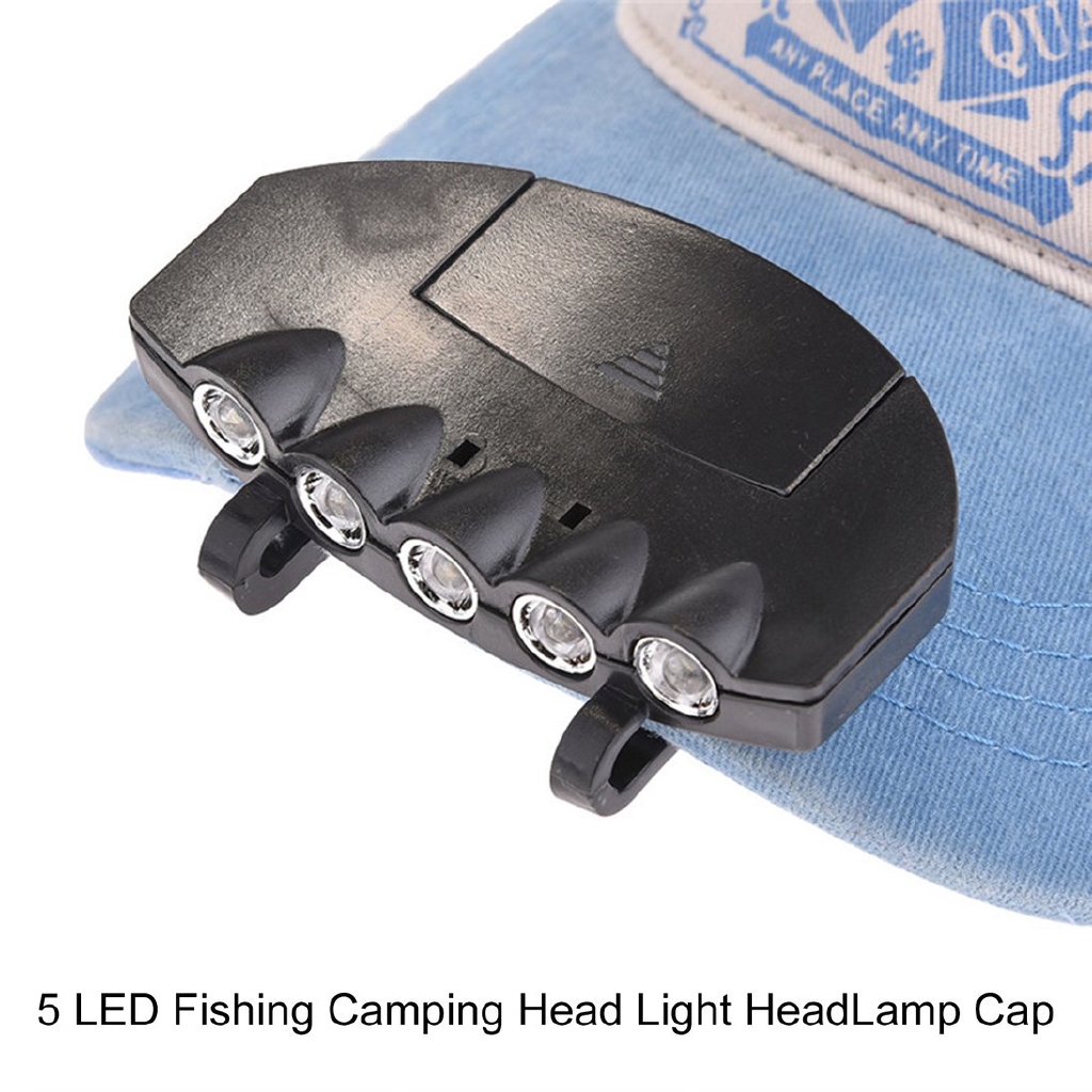 5個LED釣魚野營頭燈頭燈帽夾戶外活動FITNESS戶外運動