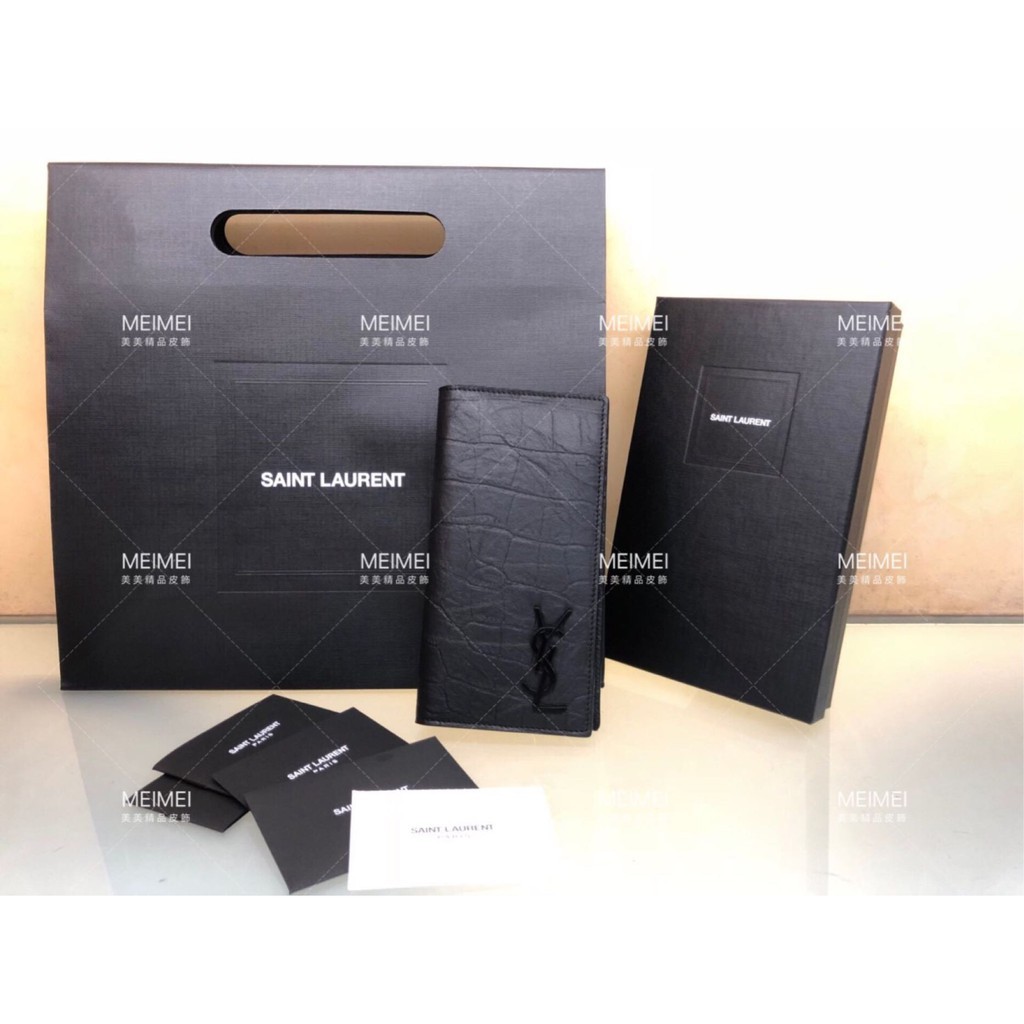 全新正品saint Laurent Ysl 鱷魚壓紋牛皮男長夾14卡 現貨 蝦皮購物