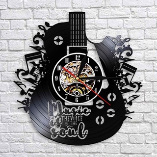 現貨3D搖滾音樂黑膠掛鐘藝術牆鍾靜音LED時鐘七色夜燈樂器吉他造型乙烯基唱片掛鐘家居藝術裝飾鐘錶禮品