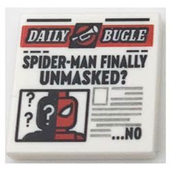 LEGO 76178 白色 2x2 號角日報 "SPIDER-MAN FINALLY UNMASKED?" 印刷磚