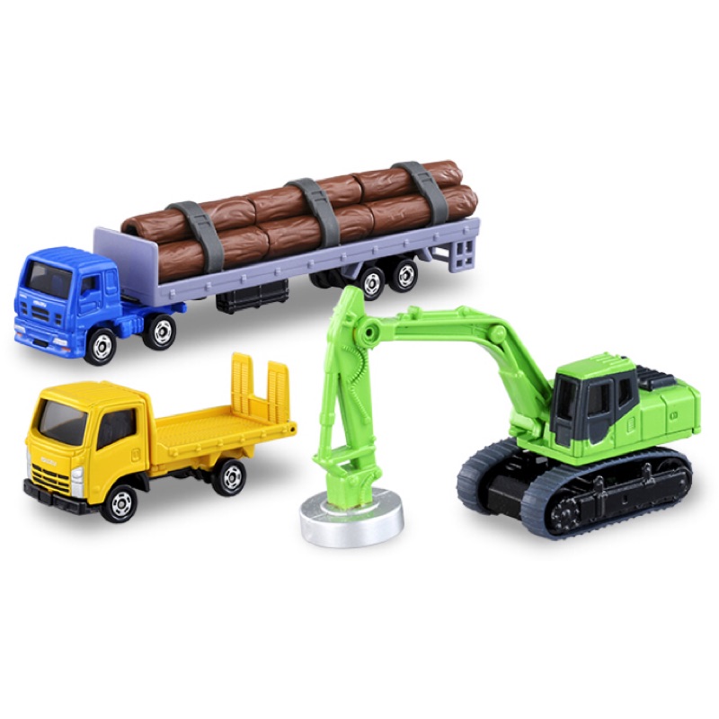 屎蛋 トミカtomica 多美小汽車工事現場車組木材搬運車重機搬運車リフマク油圧ショベル現貨 蝦皮購物