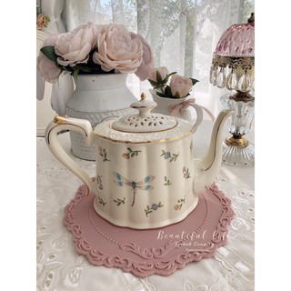 《現貨供應》🦋復古法式奶油色茶壺、歐式下午茶茶壺、咖啡杯盤組，花茶杯盤組、法式鄉村茶壺組、歐式茶壺組、咖啡壺+2杯盤組