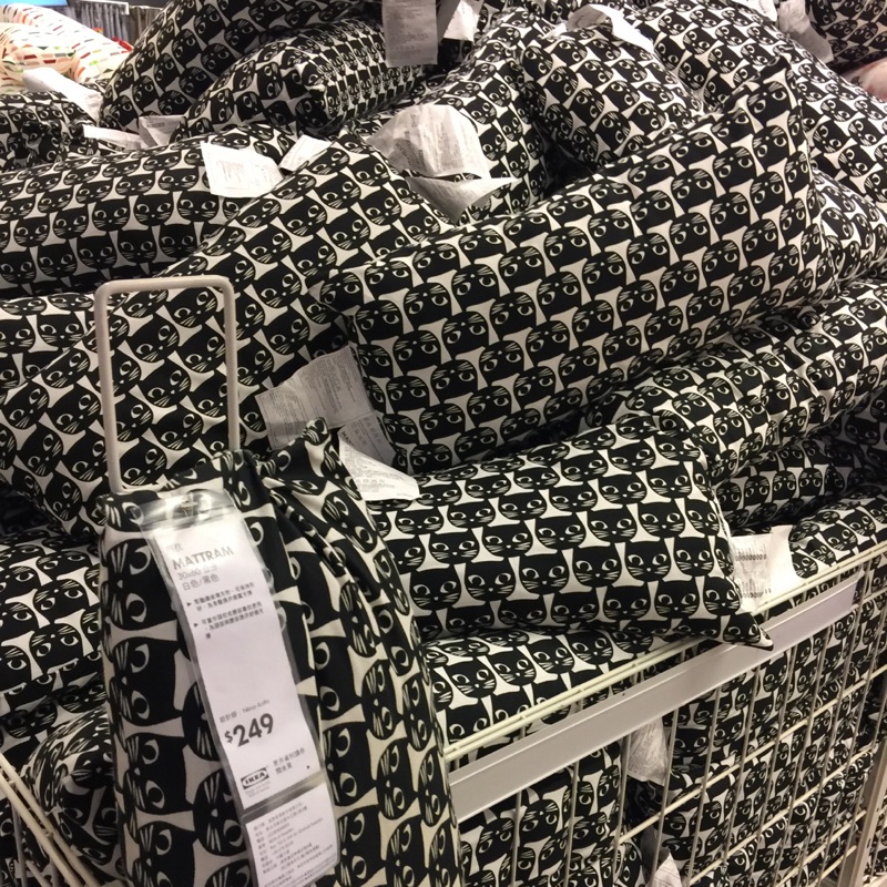 Ikea代購 長方形貓咪抱枕 抱枕 靠枕 黑色貓咪