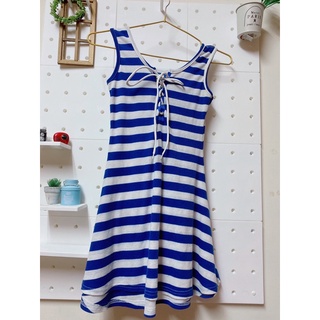 #夏日-藍色橫條一件式洋裝-海邊🏖️-可愛休閒