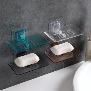 彩色透明肥皂盤 免打孔壁掛水晶皂盒 衛生間吸壁式肥皂架 瀝水香皂盒 浴室肥皂盒