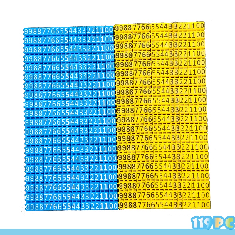 CAT5E CAT6 卡式數字環 數字標籤 0-9 英文字 藍色 黃色 網路線標識 數字標示環 配線標示【119PC】
