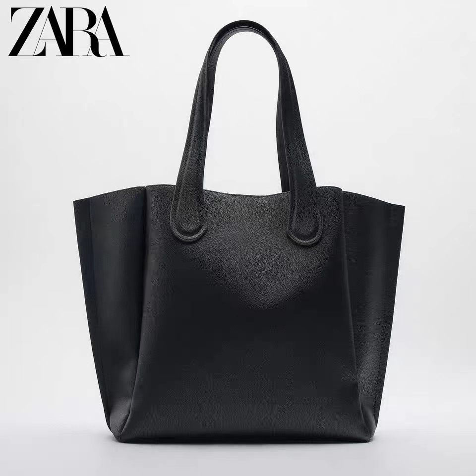 ZARA秋季新品 女包 黑色基本款大容量購物包托特包