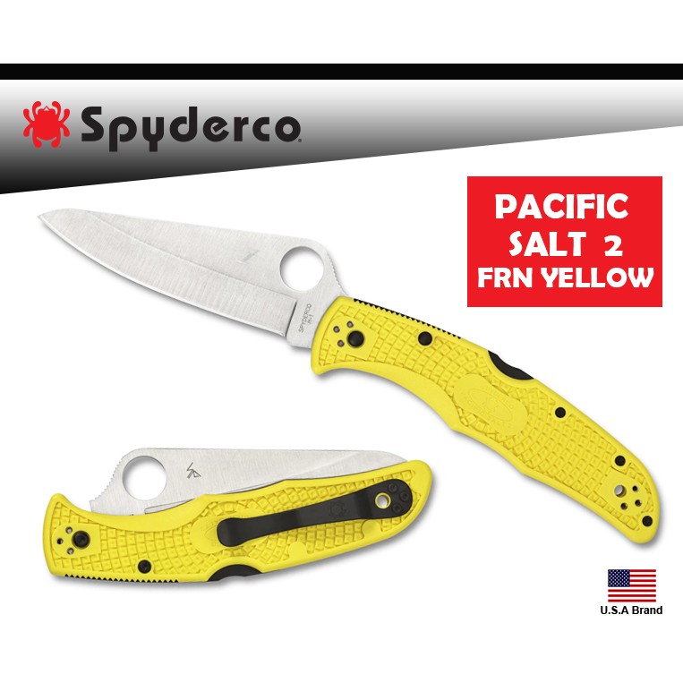 Spyderco美國蜘蛛pacific Salt 2折刀frn黃柄日本h 1鋼附背夾 Spc91yl2 蝦皮購物
